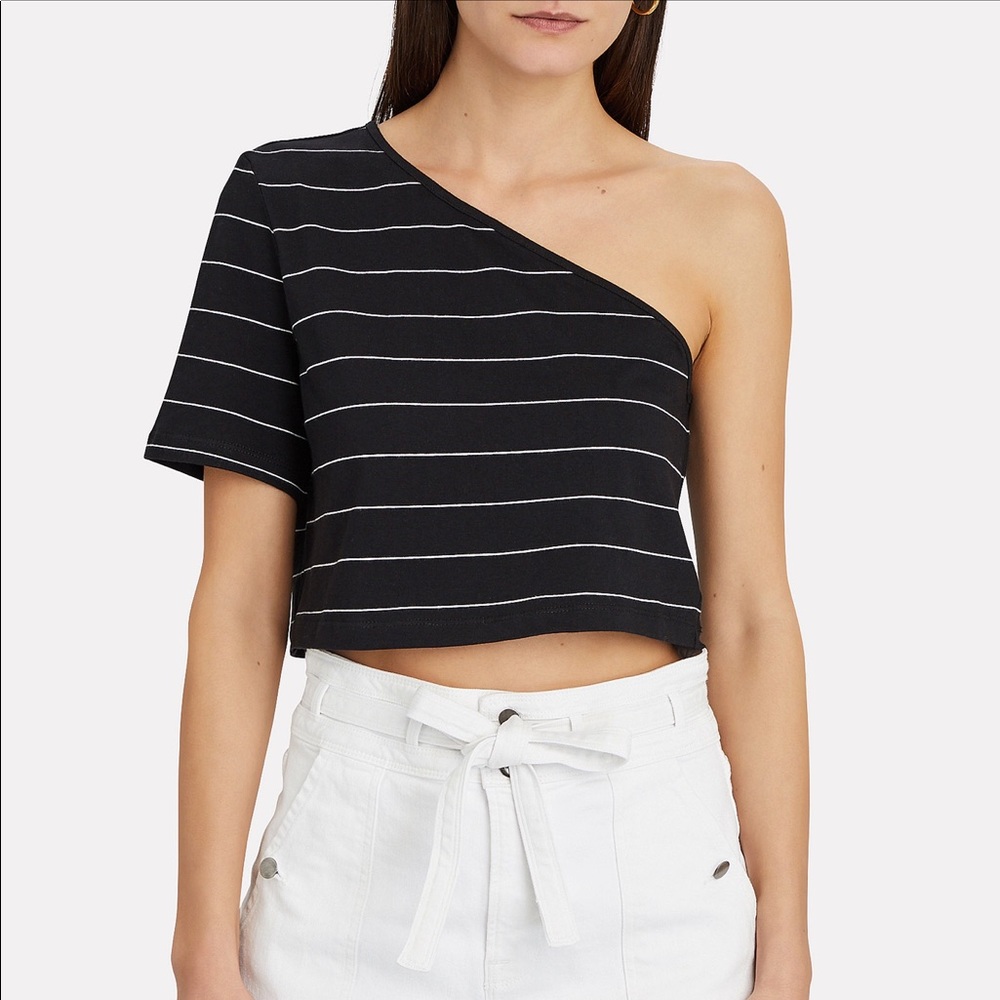Intermix The Range Striped Bare Shoulder Top Black